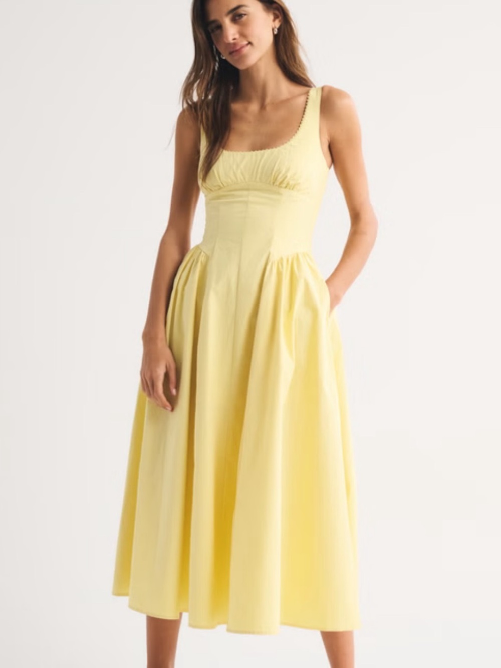 Abercrombie & Fitch Yellow Midi Dress